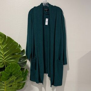 NWT Lane Bryant plush Deep Teal Open Front Cardigan with pockets plus size 26/28